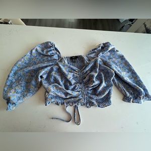 Forever 21 Plus Size Blue Floral Pattern Shirt Long Sleeve 3X